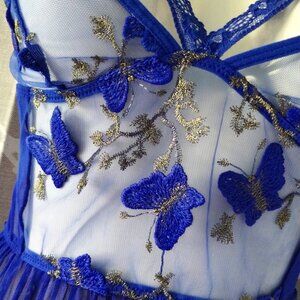 Butterfly (M) Embroidered Sheer Babydoll Lingerie - NWOT